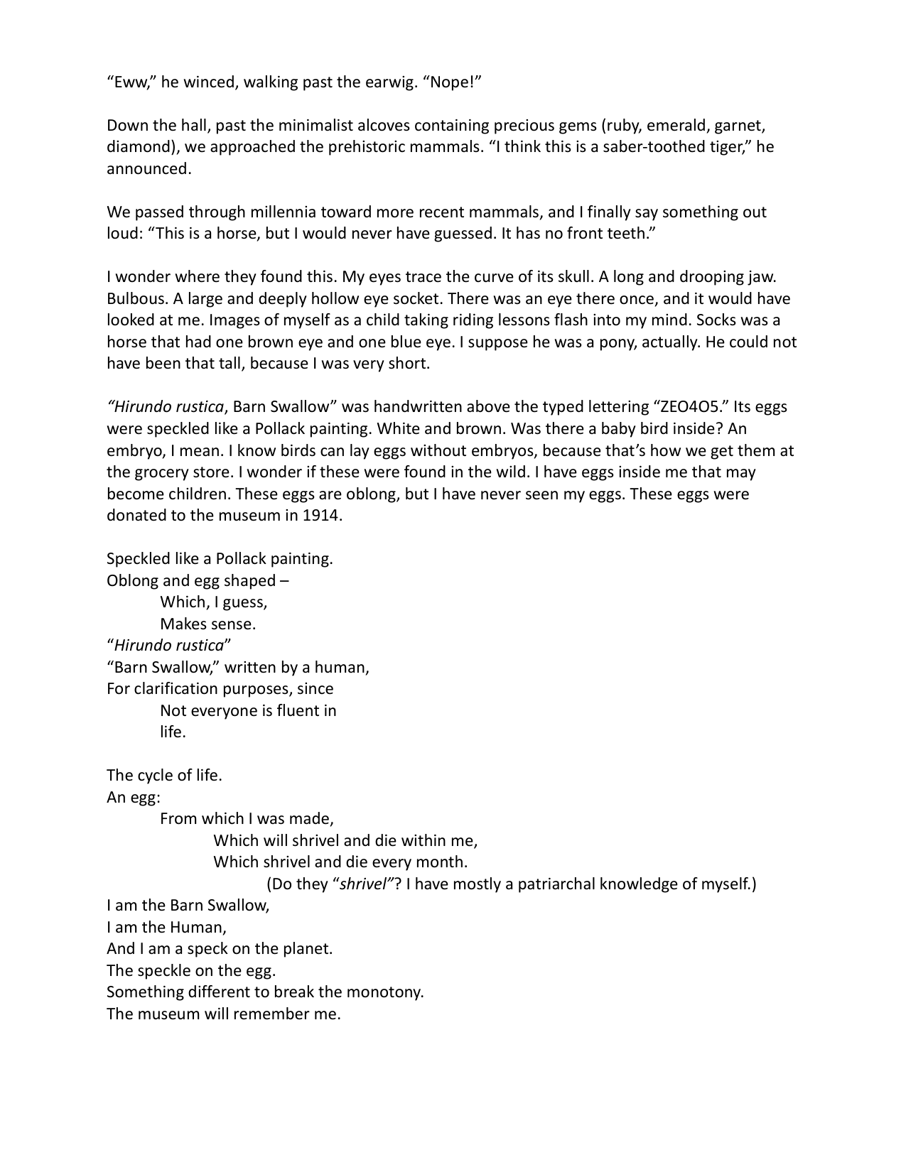 Visual poem: my museum by Beth Trumpower (continued)